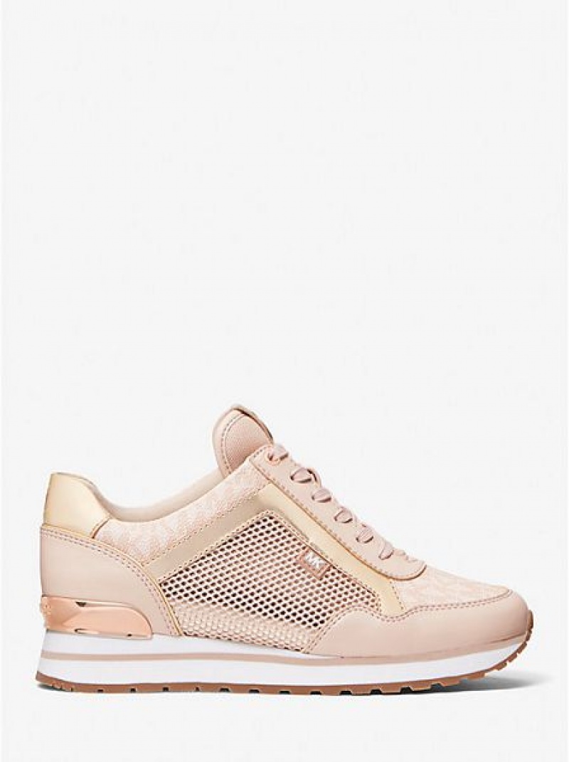 Michael Kors Maddy Mixed-media Sneakers Damen Rosa | 531942-VQJ