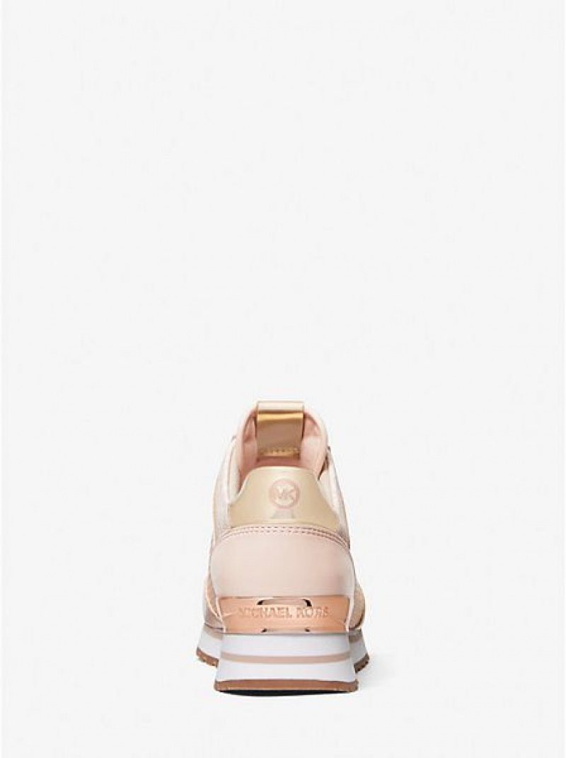 Michael Kors Maddy Mixed-media Sneakers Damen Rosa | 531942-VQJ