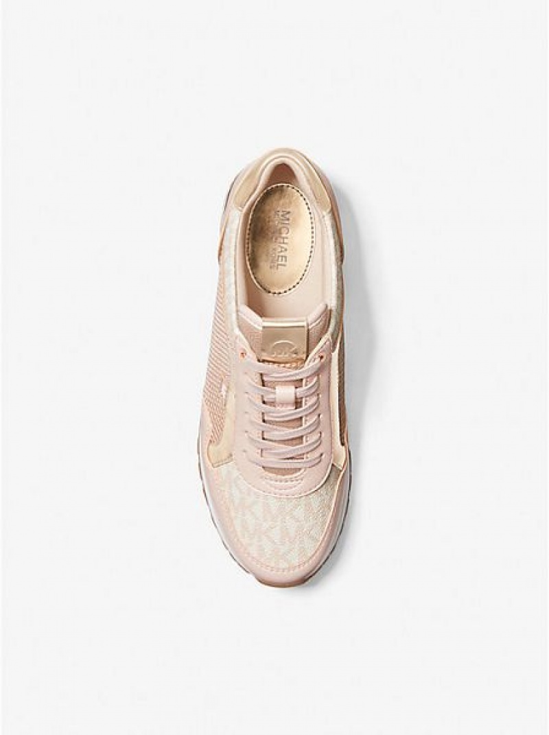 Michael Kors Maddy Mixed-media Sneakers Damen Rosa | 356084-NSD