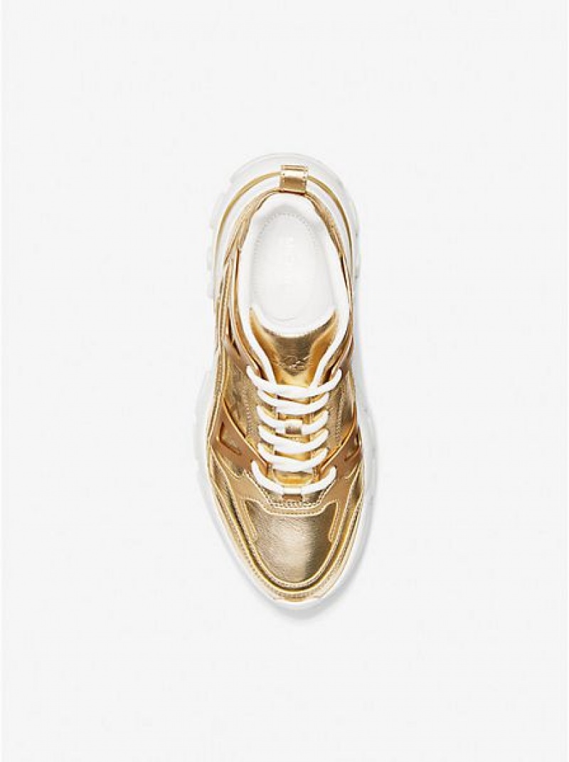 Michael Kors Nick Metallic Leder Sneakers Damen Gold | 987032-DGO