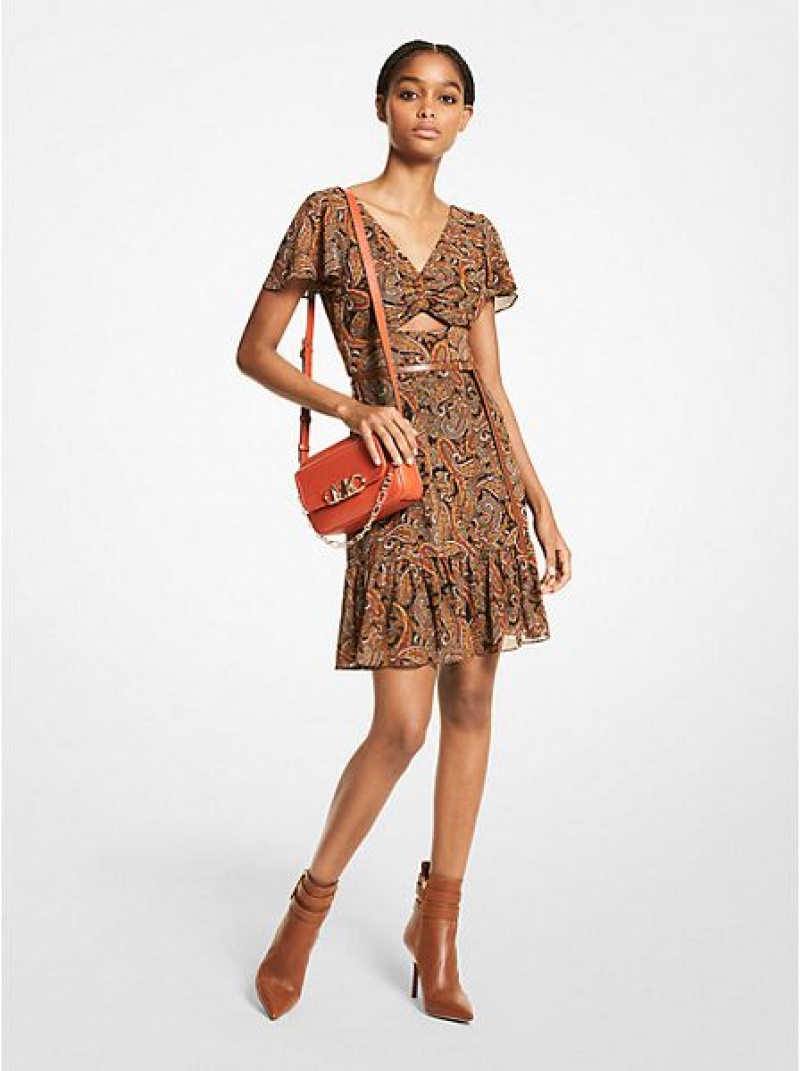 Michael Kors Paisley Georgette Cutout Minikleid Damen Mehrfarbig | 829537-VSX