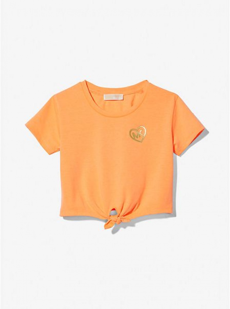 Michael Kors Tie-front Stretch Jersey T-shirts Kinder Koralle | 478953-TOX