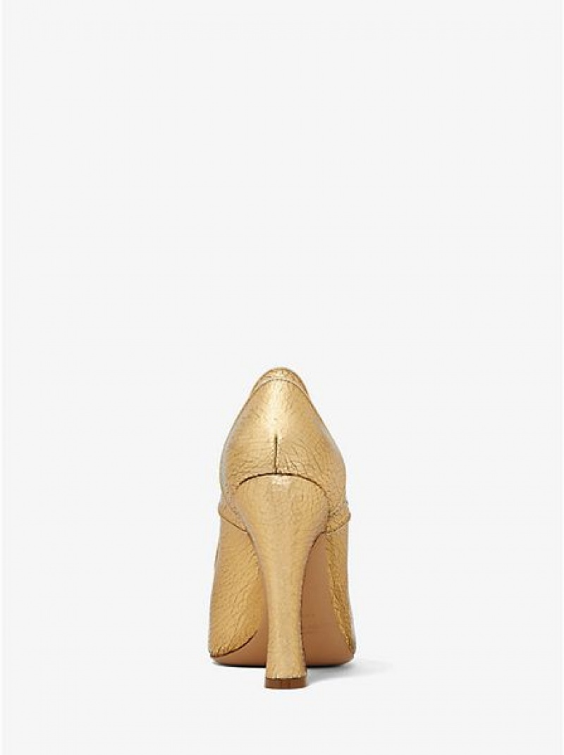 Michael Kors Violetta Crackled Metallic Leder Mary Jane Pumps Damen Gold | 635179-LBK