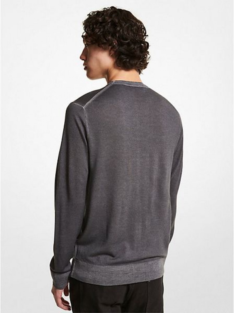 Michael Kors Washed Merino Wolle Pullover Herren Grau | 728615-KNH