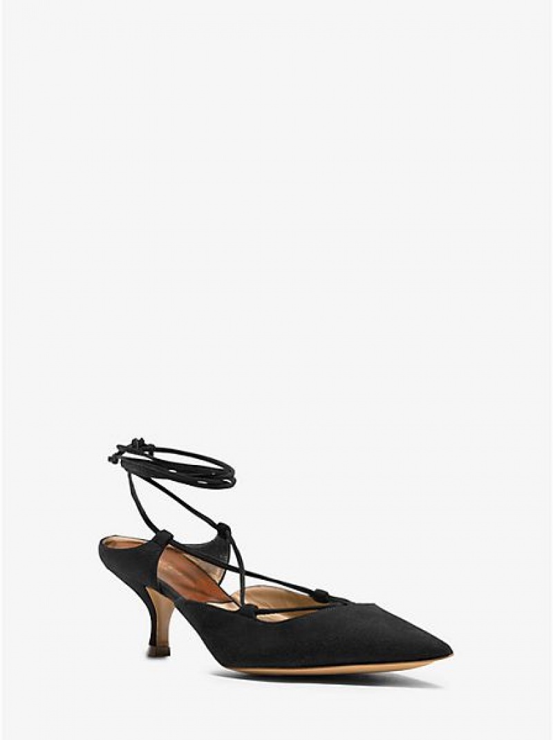 Michael Kors Wildleder Spitze-up Pumps Damen Schwarz | 098236-GHJ