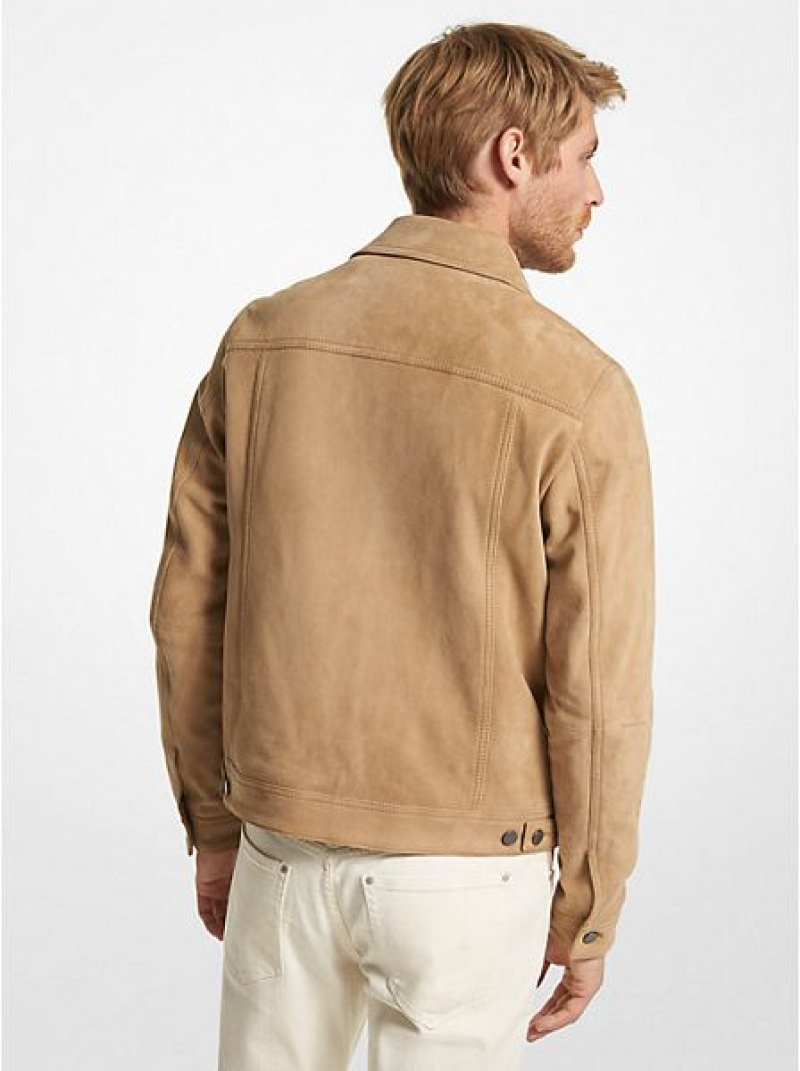 Michael Kors Wildleder Zip-up Trucker Jacken Herren Khaki | 831709-MHZ