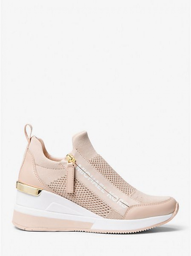 Michael Kors Willis Stretch Knit Sneakers Damen Rosa | 147026-SNU