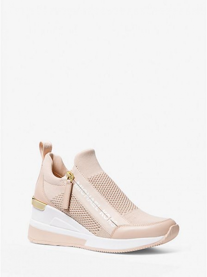 Michael Kors Willis Stretch Knit Sneakers Damen Rosa | 147026-SNU