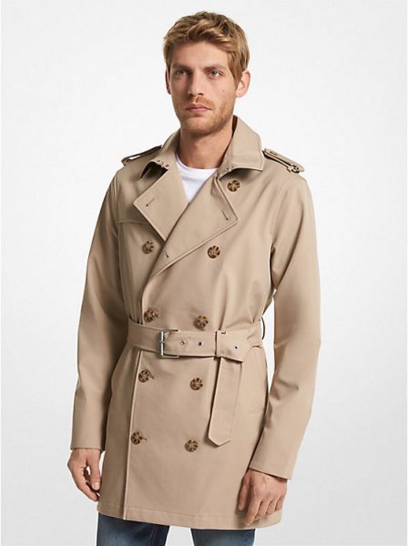 Michael Kors Woven Trench Mäntel Herren Khaki | 854071-YIF